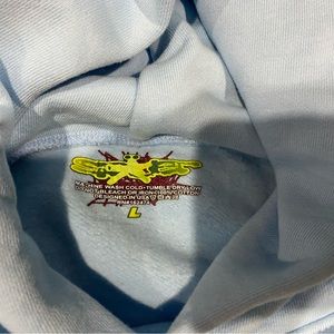Light blue sp5der hoodie it has never bein worn. Brand new